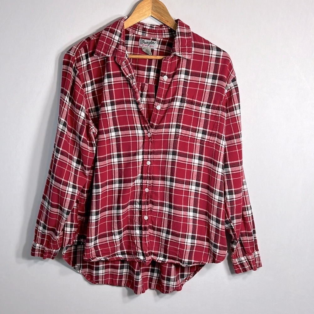 Wrangler Wrancher 100% Cotton Plaid Shirt size Large
